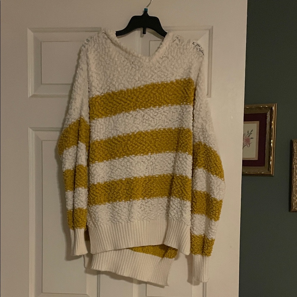 Love Tree Striped Hoodie - White and Yellow